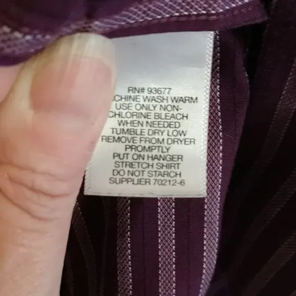 Claiborne Stripe Wrinkle Free Button Down size 17 1/2 - Picture 5 of 6